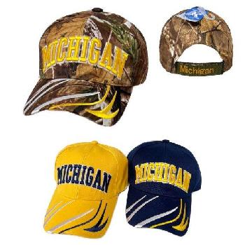 MICHIGAN Hat [Stripes on Bill] - <b>Assorted colors</b> [Colors upon availability]