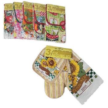 3pc Oven Mitt/Pot Holder/Dish Towel Combo