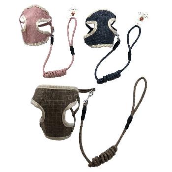 XX-Small Dog Harness with Leash [Windowpane Print]