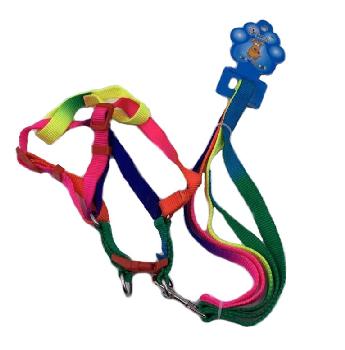 Rainbow Dog Harness with 48" Leash [Small-Thin]