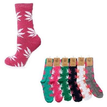 1pr Crew Socks [Colorful Marijuana] Unisex