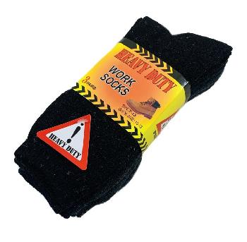 3pr Heavy Duty Work Socks 10-13 [BLK/GRY/NVY]