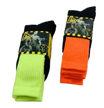 3pr Men's Neon Work Socks [High Visibility] 10-13