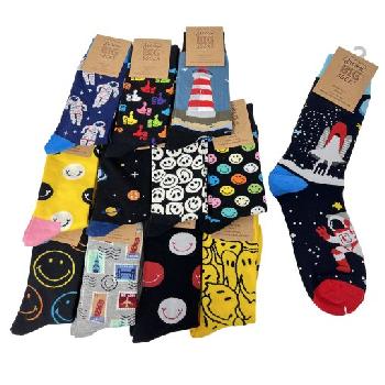 1pr Fun Print Crew Socks 10-13 [Assorted] *Unisex