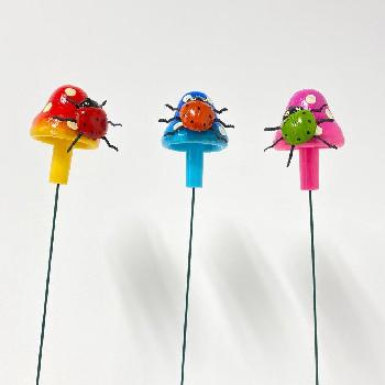 Yard Stake [Mushroom with Springing Ladybug]