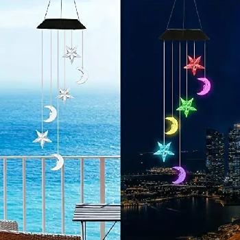 Solar Color-Changing Wind Chimes [Moon/Star]