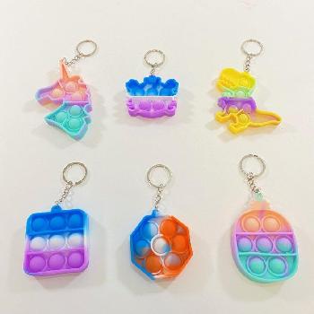 Push Pop Fidget Toy Keychain [Tie Dye Assort] 2.25"-3.5"