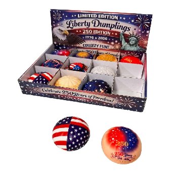 Dumpling Slow Rise Squishy Bun with Steamer Toy [Americana-250th]