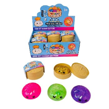 Dumpling Gel Squish Bun with Steamer Toy [Glitter Gel/Smiley Face]