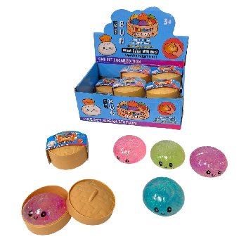 Dumpling Squishy Bun with Steamer Toy [Glitter/Smiley Face]