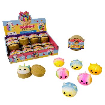Mini Dumpling Squishy Bun with Steamer Toy [Unicorn/Smiley Face]