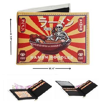 Vegan Leather Wallet [Bifold] Ramen Skeleton Bowl