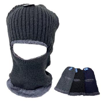 Knitted Ski Mask with Plush Lining [Single Eye Slit]