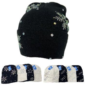 AB Rhinestone Knitted Cuffed Hat [Assorted Styles]