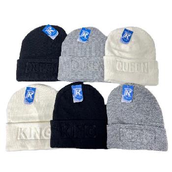 Knitted Cuffed Hat [KING/QUEEN] *Embossed