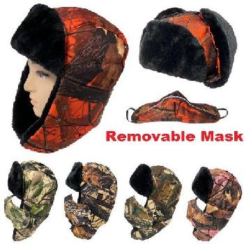 Aviator Hat with Fur Trim & Detachable Mask 3-in-1 [Camo]