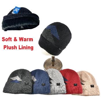 Knitted Super Soft Plush-Lined Cuffed Hat [Geometric Design]