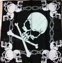 Bandana-Skulls & Barbed Wire [Large Skull in Center ]