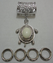 Scarf Charm: White Stone Turtle - <span style="color:red">ON SALE</span>