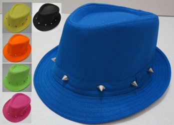 Neon & Black Fedora Hat with Studs