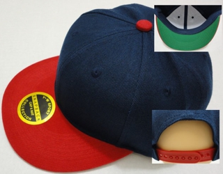 Snap-Back Flat Bill Cap [Navy/Red] - Green Underbill