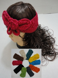 Hand Knitted Ear Band [Solid Color LOOP w Bow]