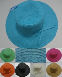 Ladies Summer Hat with Thin Bow [Scalloped Edge] - Assorted colors
