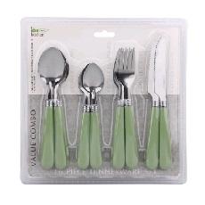 16pk Metal Dinnerware Set--Green