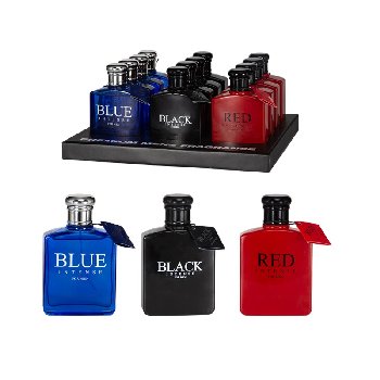 3.4oz Men's Eau de Parfum [Intense Black/Blue/Red] Display