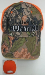 I'd Rather Be Hunting Hat - Camo/Hunter Orange Only