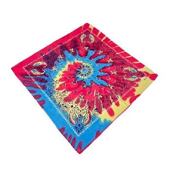 Bandana-Pink/Yellow/Blue Paisley Tie Dye