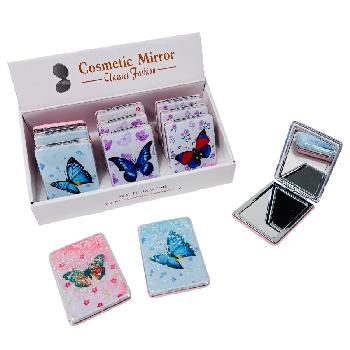 Folding Compact Mirror [Shaking Glitter Butterfly] 3.25"x2.5"