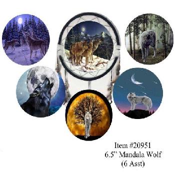 6.5" Mandalas [6 Assorted Styles] Wolves