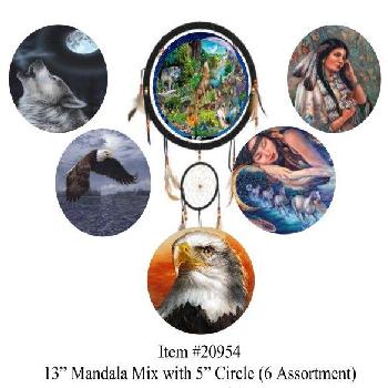 13" Mandalas with 5" Dream Catcher [6 Assorted]