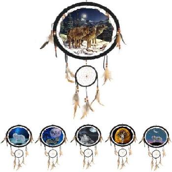 13" Mandala with 5" Dreamcatcher [6 Assorted] Wolves