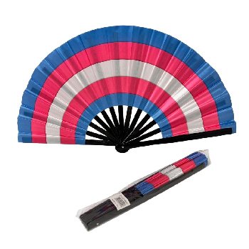 13.5" Loud Clap Hand Folding Rave Fan [Blue/Pink/White]
