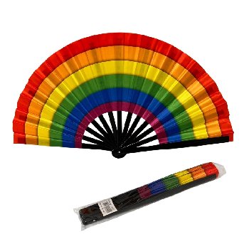 13.5" Loud Clap Hand Folding Rave Fan [Rainbow]