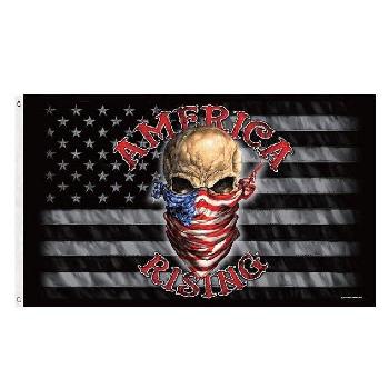 3'x5' AMERICA RISING Flag *Black & Gray Flag/Skull