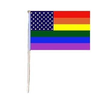 12"x18" Stick Flag [Rainbow/US Stars]