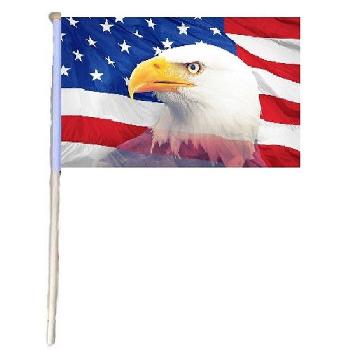 12"x18" Stick Flag [American Flag with Eagle Head]
