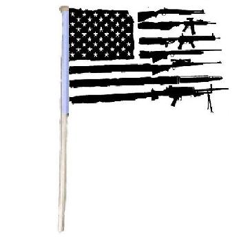 12"x18" Stick Flag [Black & White Gun]