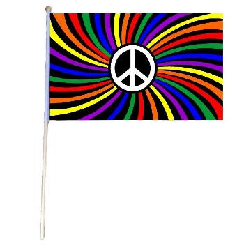 12"x18" Stick Flag [Rainbow Peace Swirl]