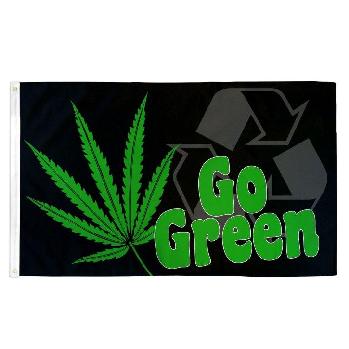 3'x5' GO GREEN Cannabis/Recycle Flag