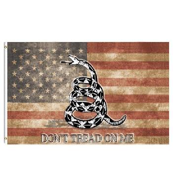 3'x5' DON'T TREAD ON ME Flag [Antique American Background]