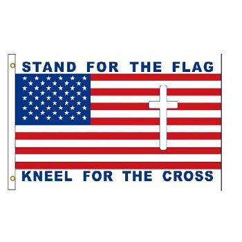 3'x5' Stand for the Flag, Kneel for the Cross American Flag