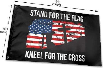 3'x5' Stand for the Flag, Kneel for the Cross Flag [Shadow]