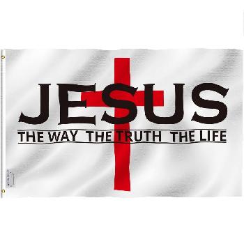 3'x5' Jesus with Cross [The Way-The Truth-The Life] Flag