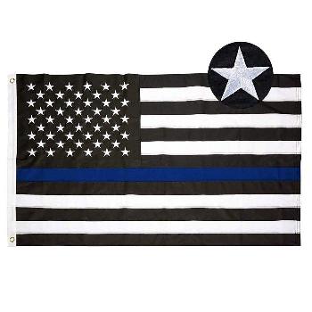 3'x5' Embroidered Blue Line Flag