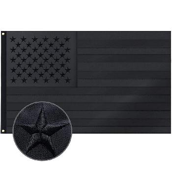 3'x5' Embroidered American Flag [All Black]