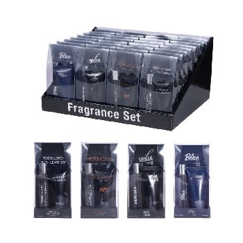 Men's Mini Stocking Stuffer Fragrance Set 32pc Display 0.27oz Bottle/ 0.85oz Lotion